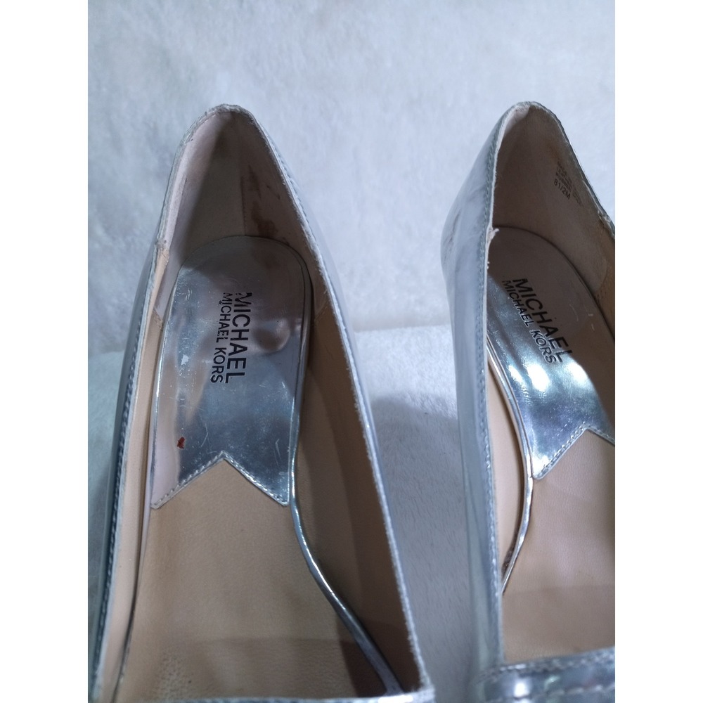 Michael Kors Womens Silver Metallic Peep Toe Wedge Sandals Heels Size 8.5M - Picture 6 of 7